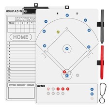 HIGHRAZON Magnetic Baseball Coaches Clipboard, White 14"W x 14"H, B-vertical