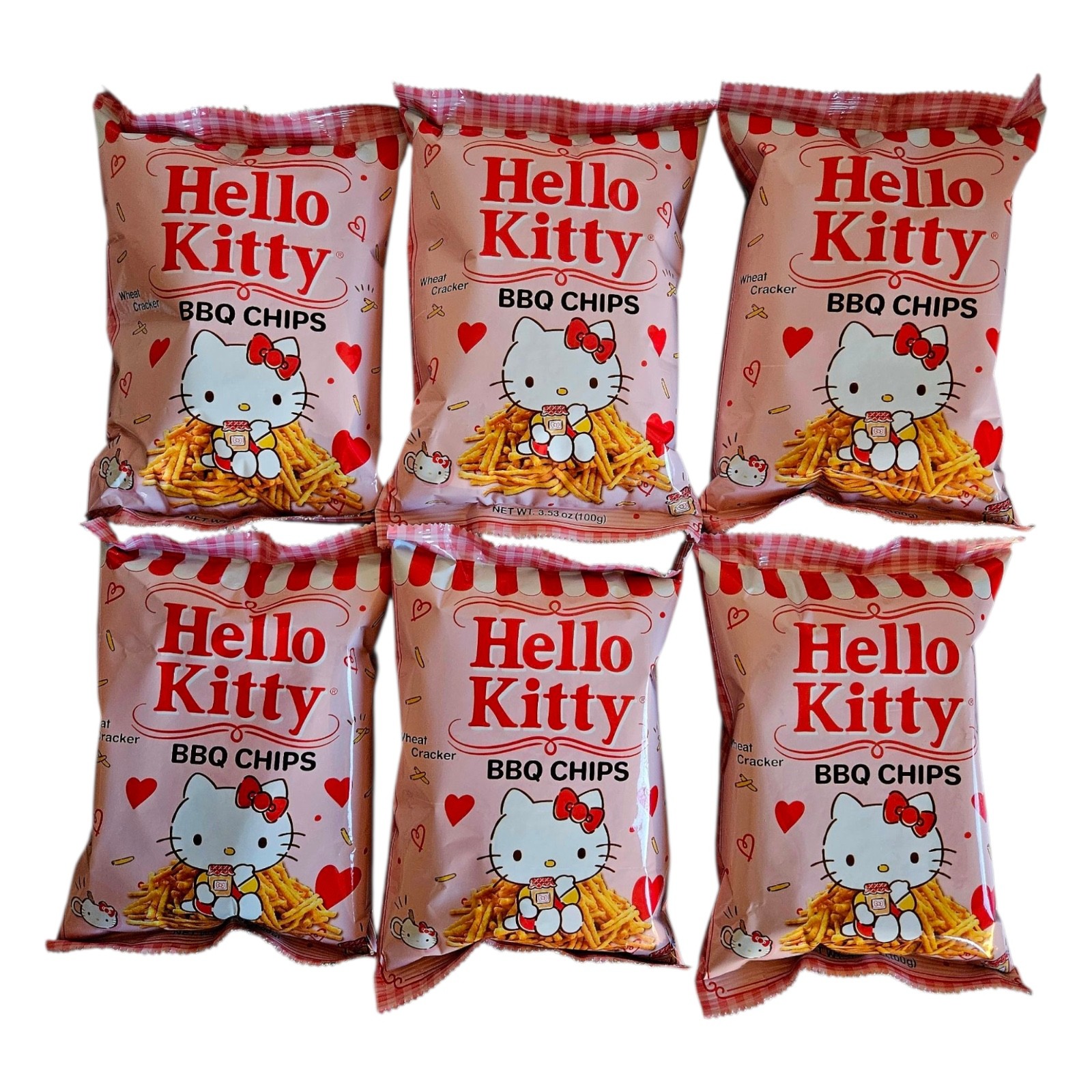 Chips para barbacoa galletas de trigo HELLO KITTY 3,53 oz/100 g, seis (6) bolsas