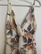 Fab’rik Maxi Dress Women S Ivory Ellie V neck Floral Tropical Romantic Colorful