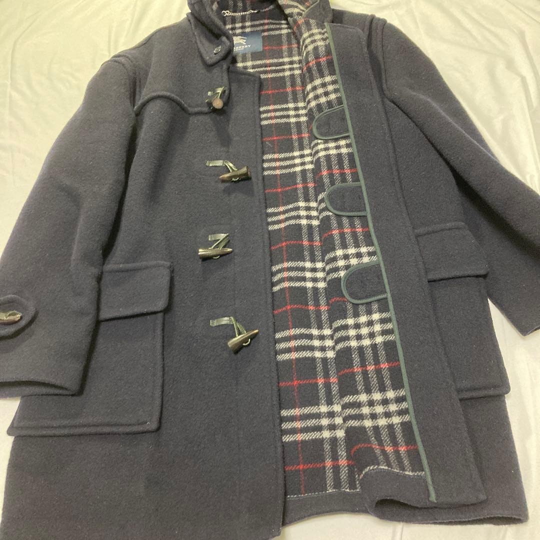 Burberry London Men's Duffle Coat Navy Wool Nova Check XL Hooded