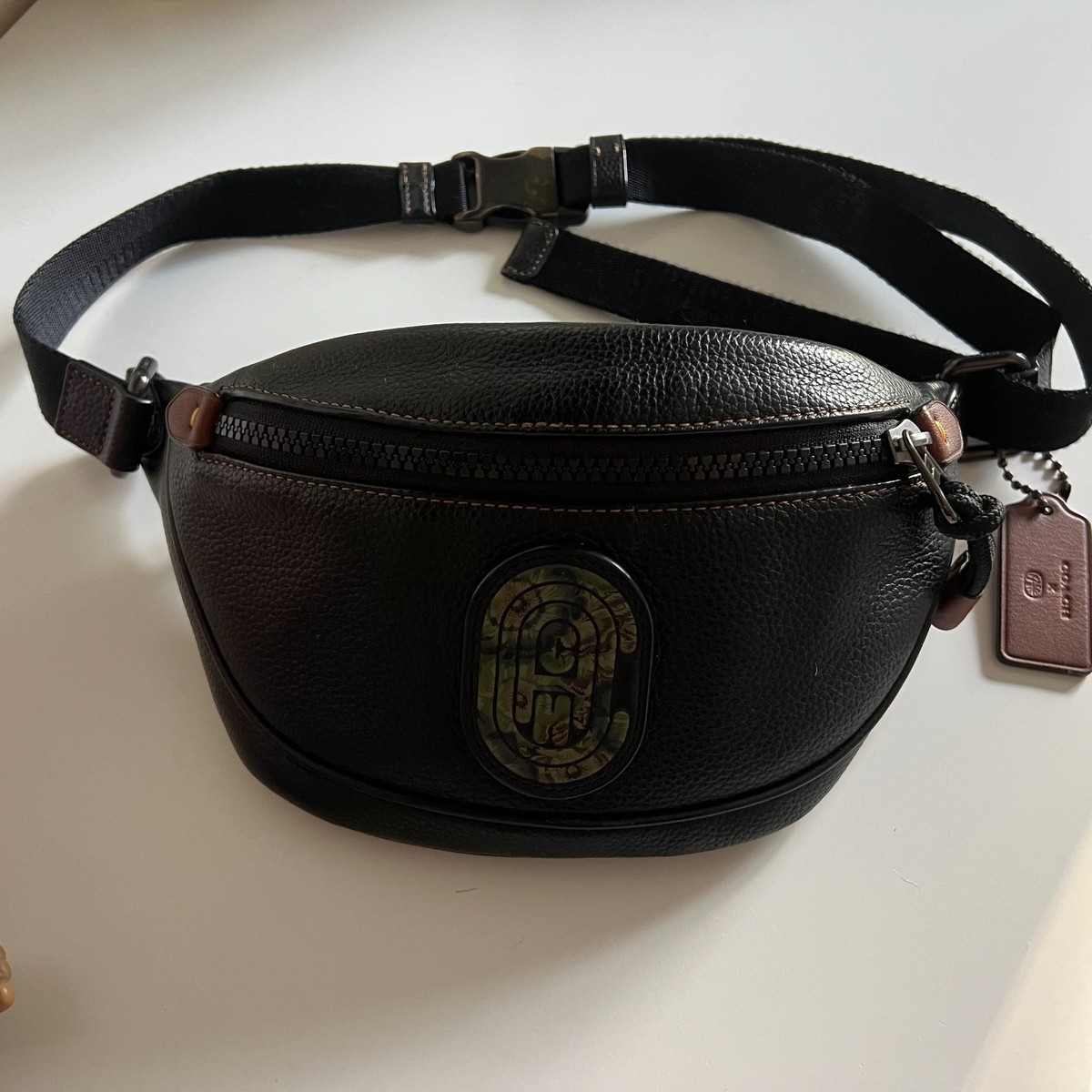 COACH LEATHER Rivington Belt Crossbody Bag 7 With Kaffe Fassett