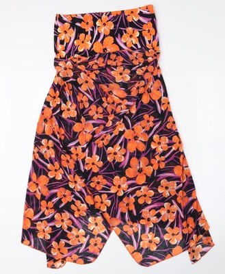 M&Co Damen A-Linien Rock mehrfarbig geblümt Polyester Größe S - asymmetrischer Saum