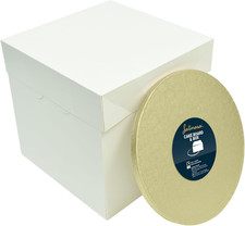 12" Pale Gold Board & Tall Box Set | Premium Cake Box & Gold Drum, Transport, Gi