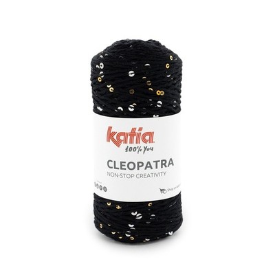 (kg/99 )  NEU! CLEOPATRA Fa. KATIA Bw mit Pailletten-Glanz 100g Fb.63 schwarz
