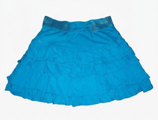 Justice Girls Size 10 Bright Blue Tiered Ruffle Skirt Glitter Waistband Cotton