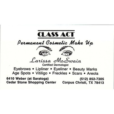 Class Act Larissa McSwain Corpus Christi TX Vintage Business Card STK2-BC6-6