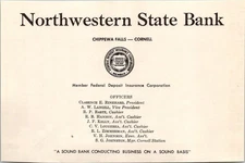 Northwestern State Bank Chippewa Falls c1958 Chippewa County WI Ad TAJ6-9