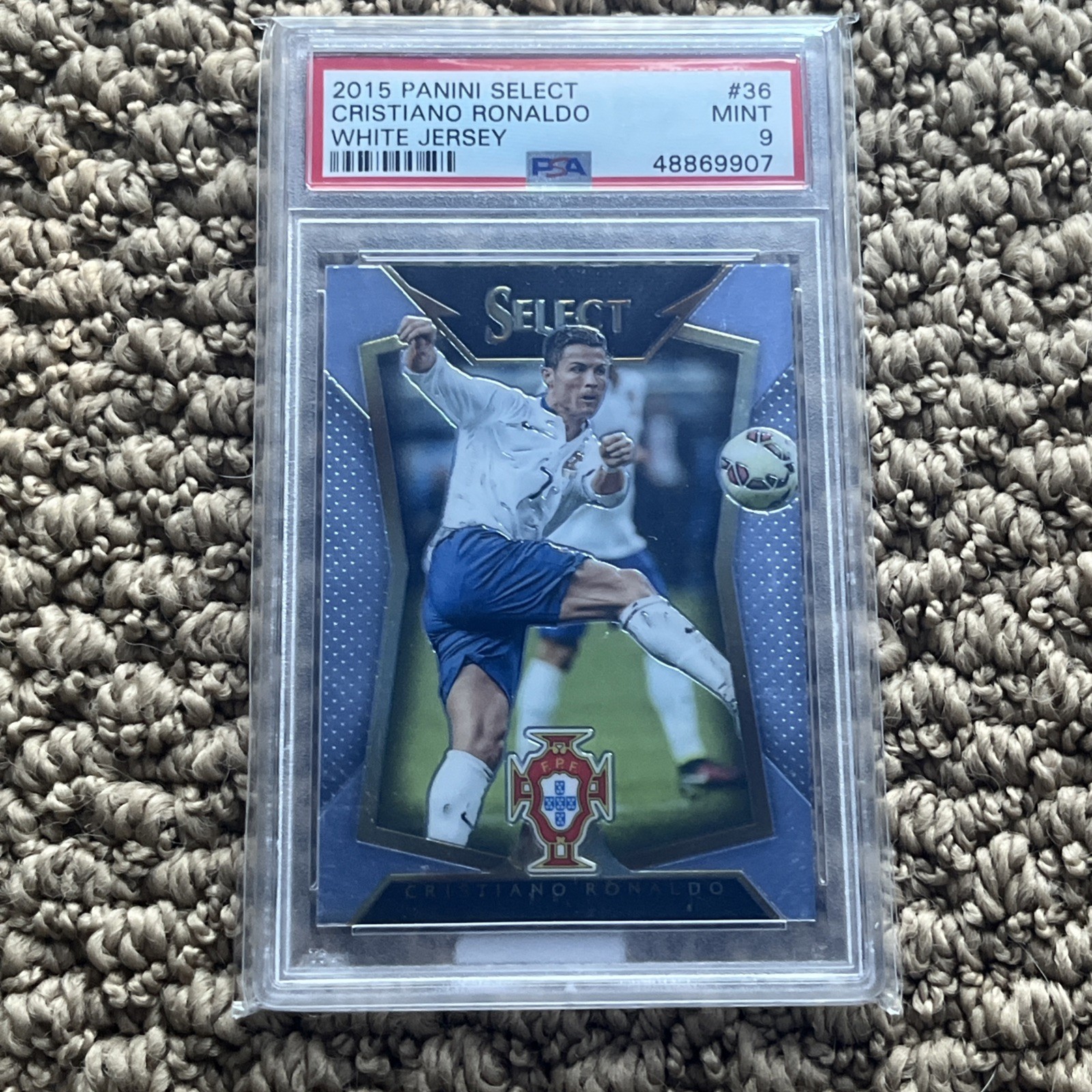 2015 Panini Select Soccer White Jersey #36 Cristiano Ronaldo Portugal PSA 9 GOAT