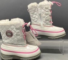 NWT Totes Kids Star White Pink Silver Waterproof Side Zip Up Winter Boots Size 6
