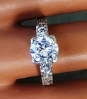 Vintage 925 Sterling Silver Art Deco Crystal Engagement Ring Size 6.5