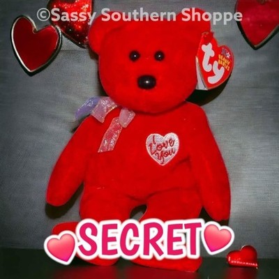 ❤️ SECRET ❤️ 2003 Ty Beanie Babies Red Valentine's I LOVE YOU