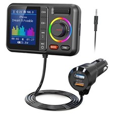 Bluetooth FM Transmitter for Car, Wireless Car Bluetooth V5.0 Adapter Black
