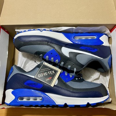 NIKE AIR MAX 90 GORE TEX Sz 12.5 Gtx Cool Grey Racer Blue FD5810-003