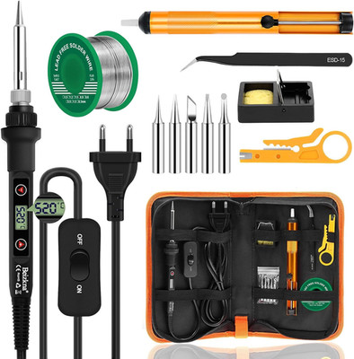 Profi Zinn Lötkolben 80W LCD 180-520°C Kit 13 in 1 mit 5 Spitzen