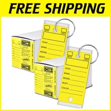 500 Yellow Key Tags Pack with Rings