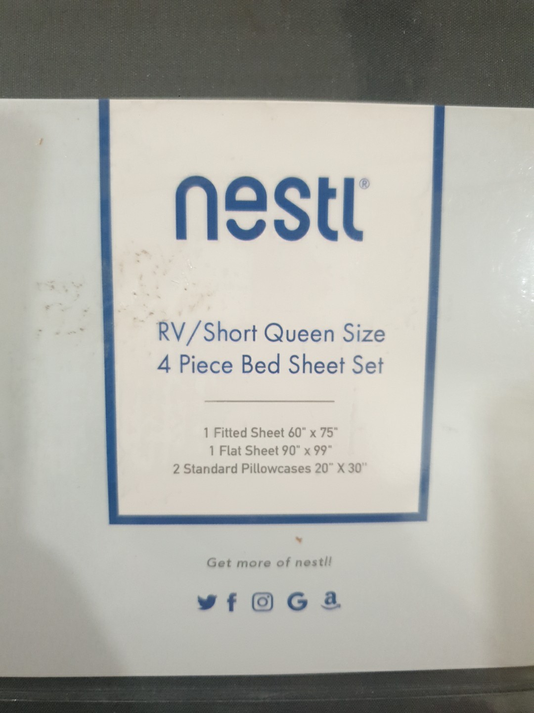 Nestl Microfiber RV Short Queen Size 4 Piece Bed Sheet Set Gray Soft NEW IN BOX