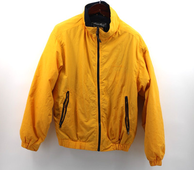 Eddie Bauer Yellow Zip Up Coat Polyester Lined Mens Large Vintage