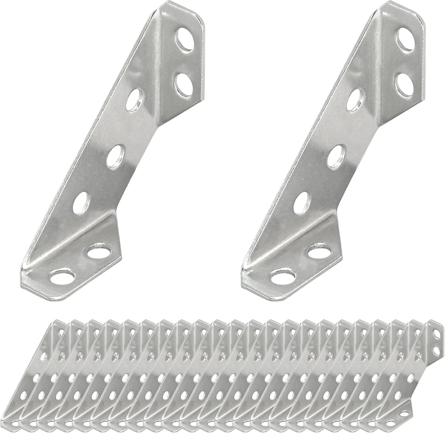 24 PCS Stainless Steel Triangle Support Frame Corner Brackets, Furniture Corner