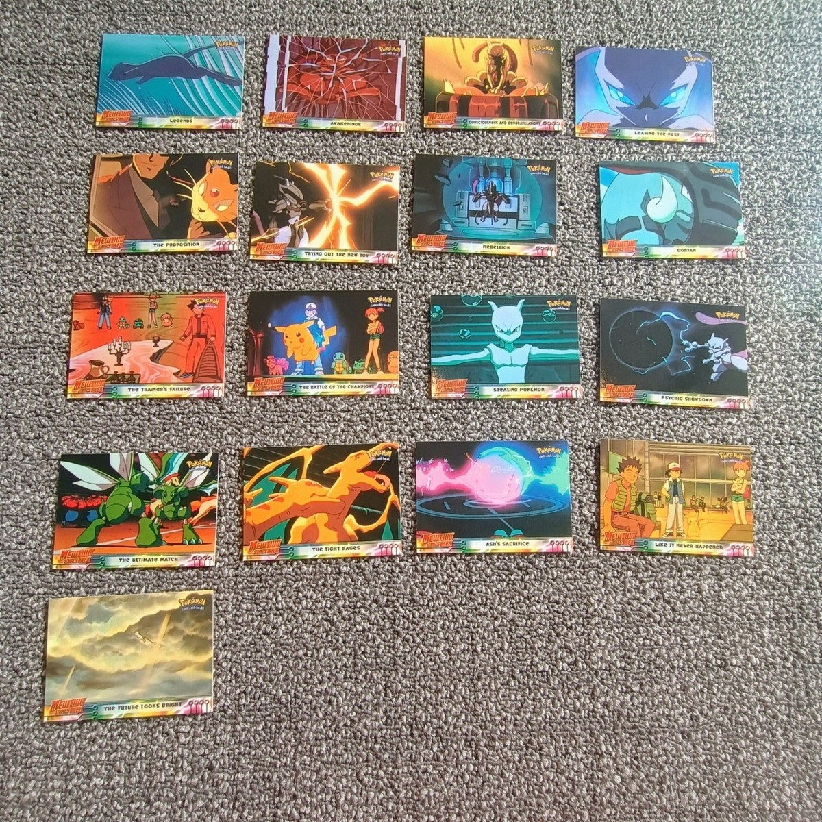 17pc Topps Pokemon Mewtwo Strikes Back 1999 Movie Trading Card Lot Vintage  TCG