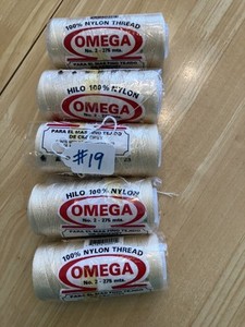 Omega ~ #2  100%  Nylon Thread  300 yards each " IVORY"   LOT of 5 Spools