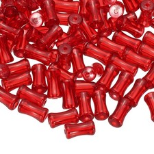 100 Pcs Glass Tube Beads, 6x12mm Bamboo Stick Tube Beads, Transparent Red