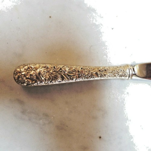 Kirk Sterling Silver Repousse 6 1/4 Inch Butter Knife Stainless Blade - Picture 6 of 7