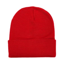 Unisex Plain Warm Knit Beanie Hat Cuff Skull Ski Cap 