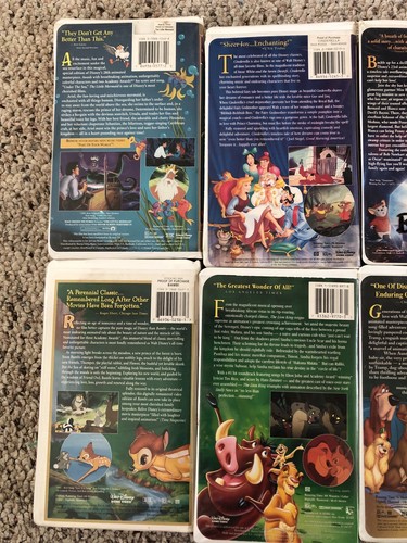 10 Vintage Walt Disney VHS Tapes Masterpiece Collection Cinderella Bambi Rescuer - Picture 5 of 12
