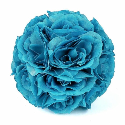 2 TURQUOISE 7" Silk Roses Flowers Kissing Balls Wedding Events Centerpieces - Picture 8 of 8