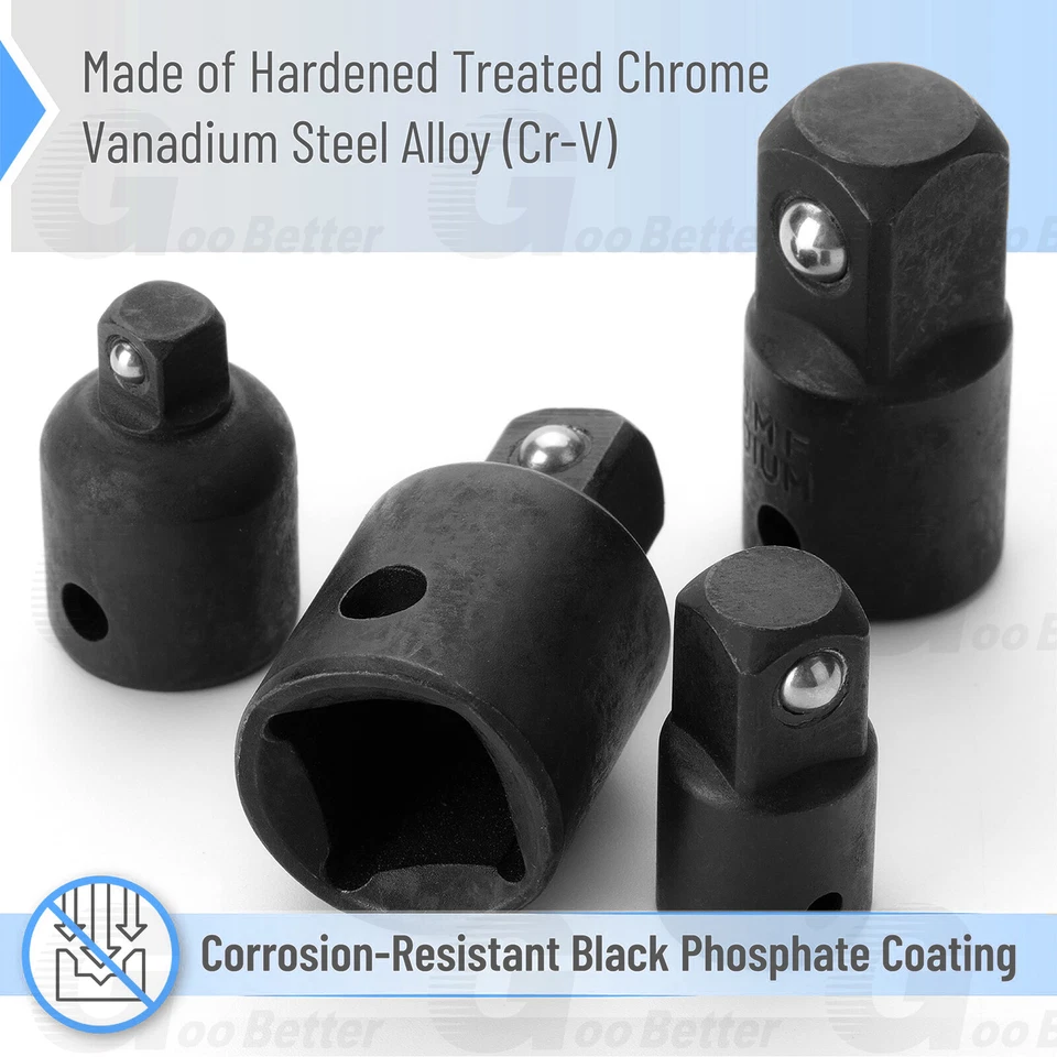 4 pack Air Impact Socket Adapter Set 3/8" to 1/4" 1/2 inch Drive Ratchet Reducer - Image 3 of 4