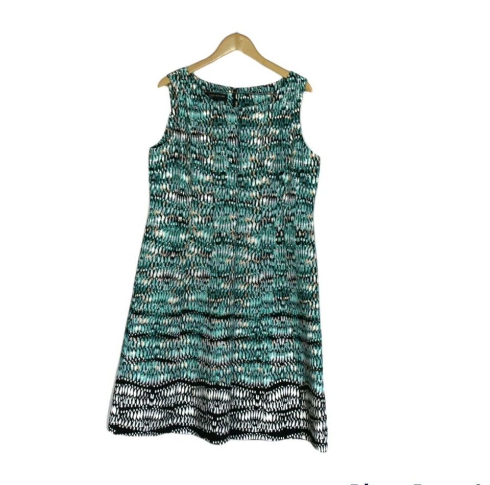 Jones New York Dress Size US 16 Multicoloured Abstract Print Sleeveless A-Line