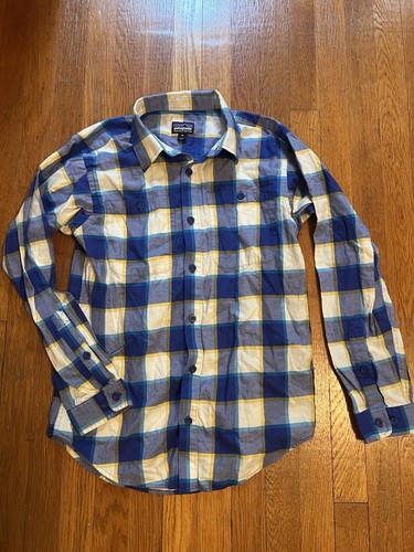 Patagonia Organic Long Sleeve Pima Cotton Shirt Men’s Blue Plaid XS