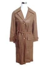 Loewe Leather Jacket Coat L Madrid Coat Vtg Tan Brown Belted Trench Women's Rare