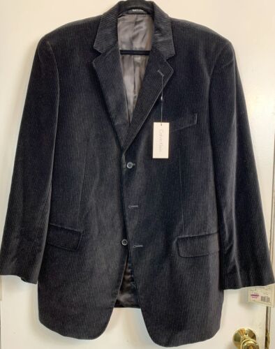 CALVIN KLEIN Men’s Formal Black Velvet Suit Blazer Dinner Jacket Sport Coat 44L - Picture 1 of 6