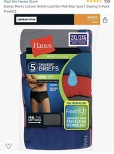 Brand New Men's Hanes 5 Pack Tagless Cool Dri Mid Rise Assorted Color Briefs 2X