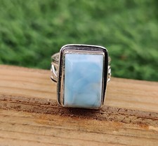Natural Larimar Ring 925 Sterling Silver Handmade Gemstone All Size MO473
