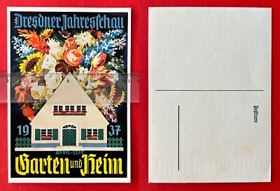 Artist occasion postcard Dresden 1937 Dresden annual show garden and home (110236