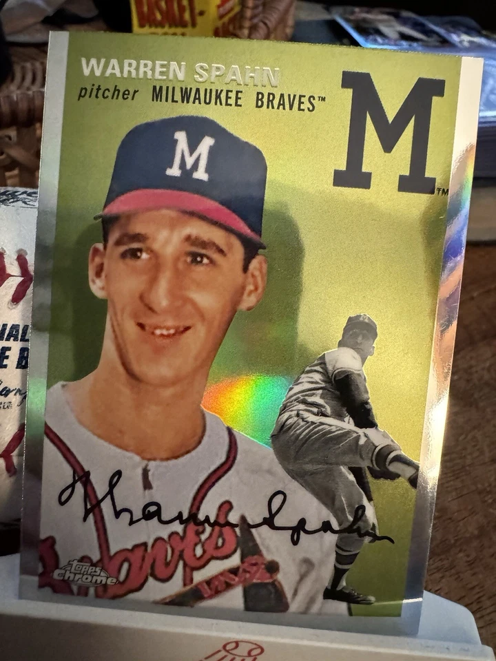 2023 Topps Chrome Platinum Anniversary - Refractor #438 Warren Spahn Braves - Image 3 of 4