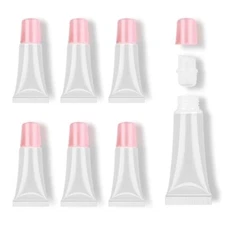 6 Packs Lip Gloss Tubes 5ml Pink Cap Lip Gloss Containers Empty Lip Balm Tube...