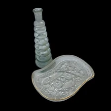 Clear Bud Base And Gold Trimmed Candy Dish