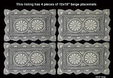 Creative Linens 4PCS 12x18" Cotton Crochet Lace Placemats Beige Handmade
