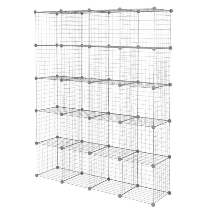 20 Cube Wire Metal Grid Shelving Modular Organizer Bookcase Wardrobe 689308242802 eBay