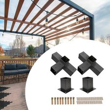 4 Way Right Angle Corner Brackets Post Base for Log Cabin Gardens Gazebos