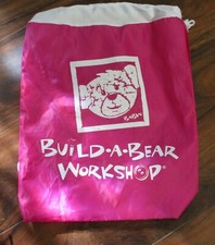 Build A Bear Pink and White Drawstring Bag Backpack Or Front Carry