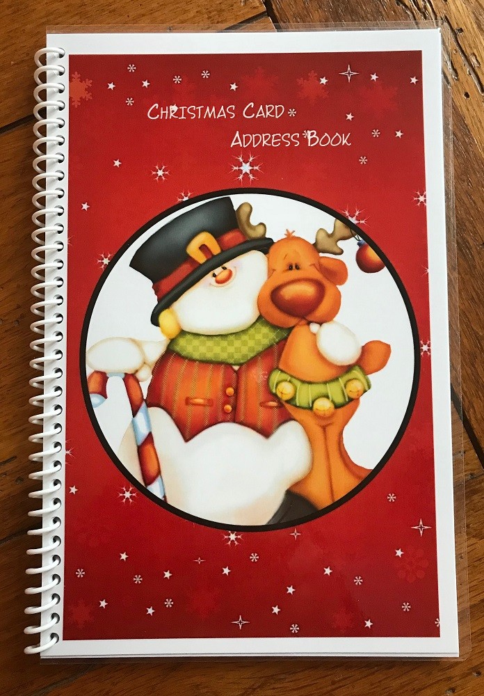 CHRISTMAS CARD ADDRESS BOOK Organizer Personalized Free Snowman Red | eBay
