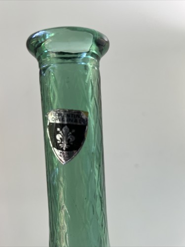 Florentine Original Empoli Optic Green Glass Triple Pinch Genie Bottle Italy - Picture 4 of 8