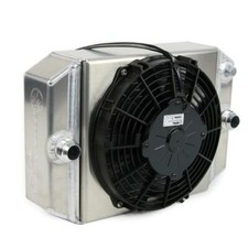 Speedfactory Universal Aluminum Drag Race Radiator -16an Inout W Shroud And Fan