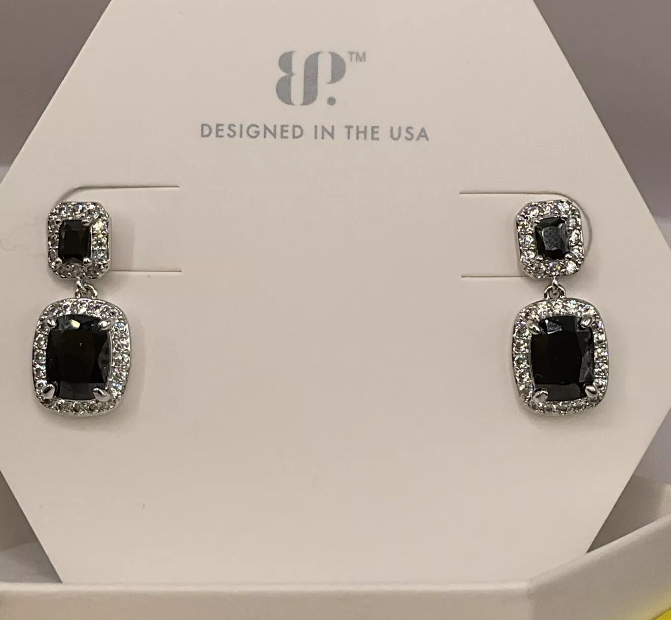 BP Earrings Black Onyx CZ on Rhodium Loving This Life RBP8336