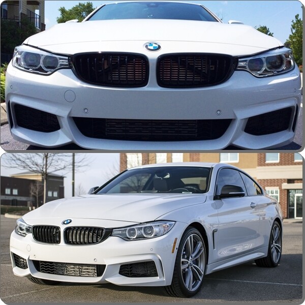 For 2014-2020 BMW 4 Series 428i 435i 440i Piano Black Front Kidney