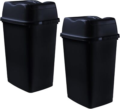 Superio 5 L Split Lid Trash Can,�Black, 2 Pack